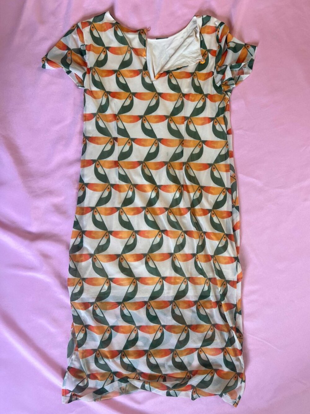 Farm Rio Mesh T-shirt Dress with Sun Motif - Picture 6 of 9